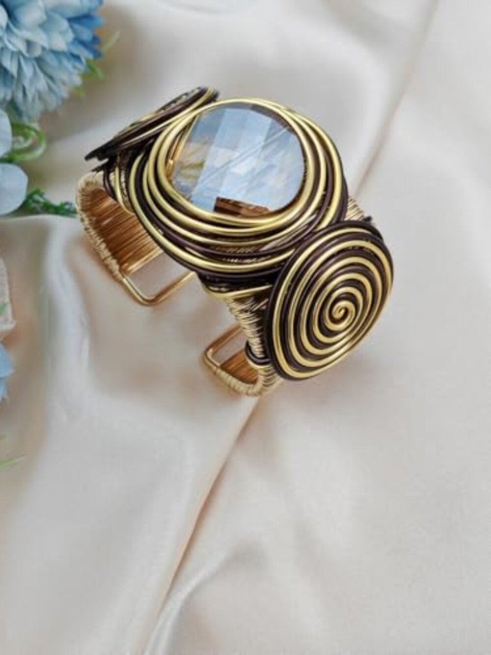 Wide Cuff Chunky African Bracelets for Women Open Cuff Bangles Sparkly Rhineston